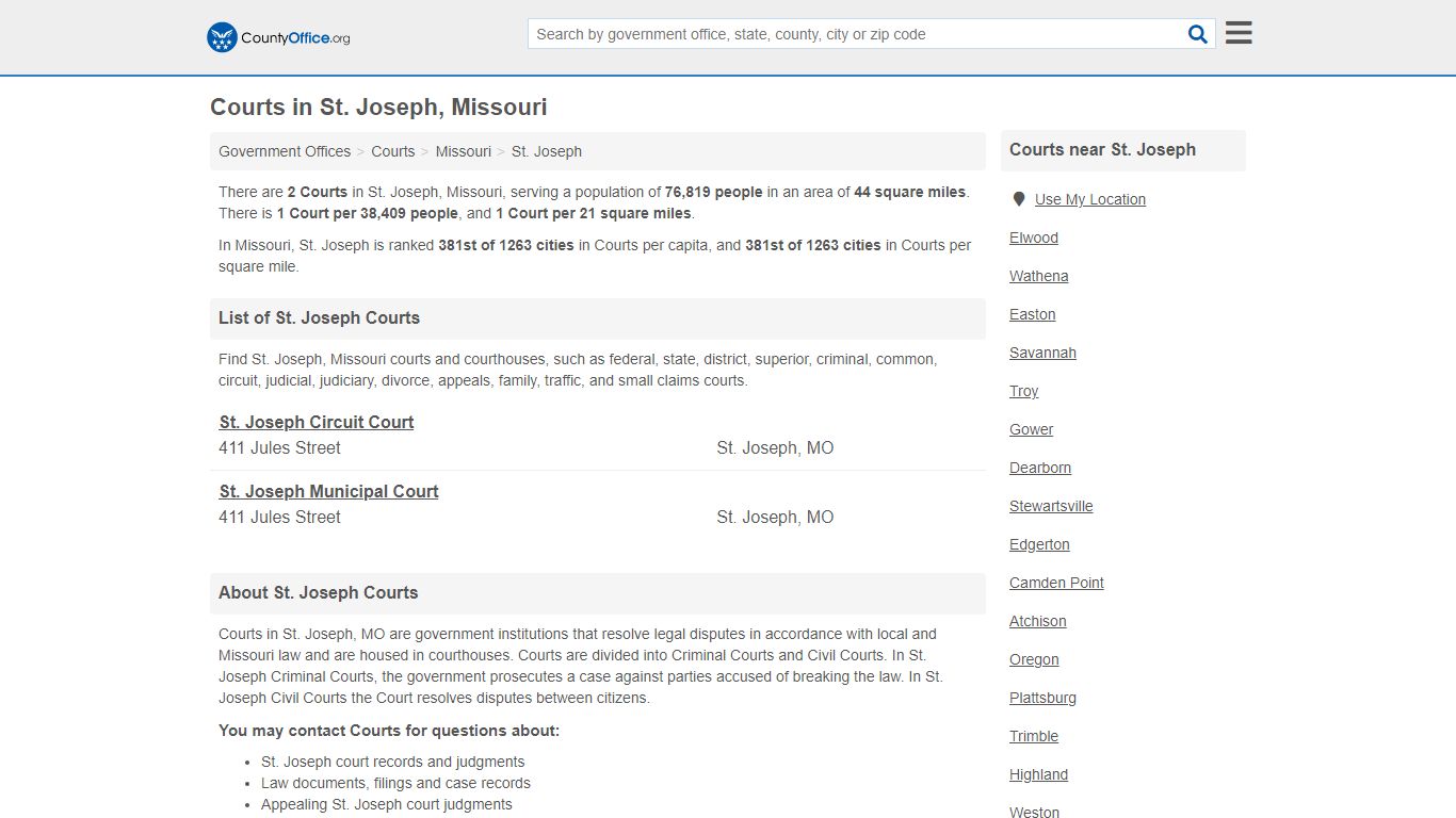 Courts - St. Joseph, MO (Court Records & Calendars)